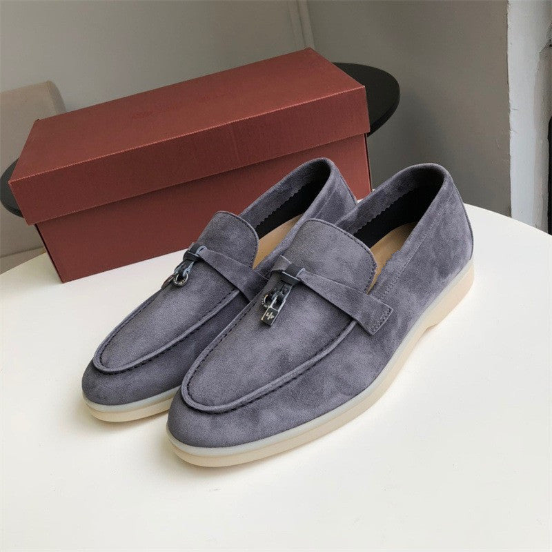 Women's One Pedal Pumps Suede Flat Bottom England Style Loafers