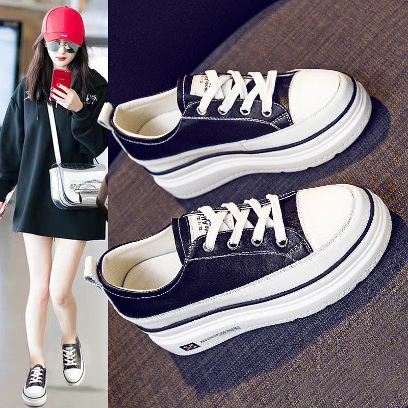 Women's Thick Bottom Cowhide Easy Wear Single Women's Casual Shoes