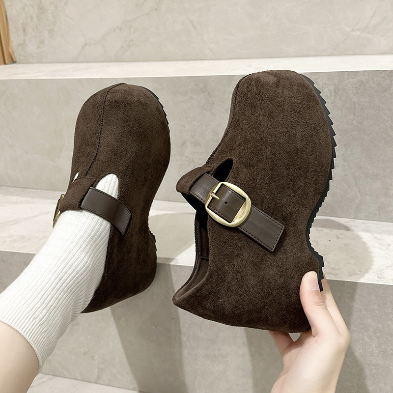 Genuine Platform Peas Fleece-lined Big Toe Pumps Women's Casual Shoes