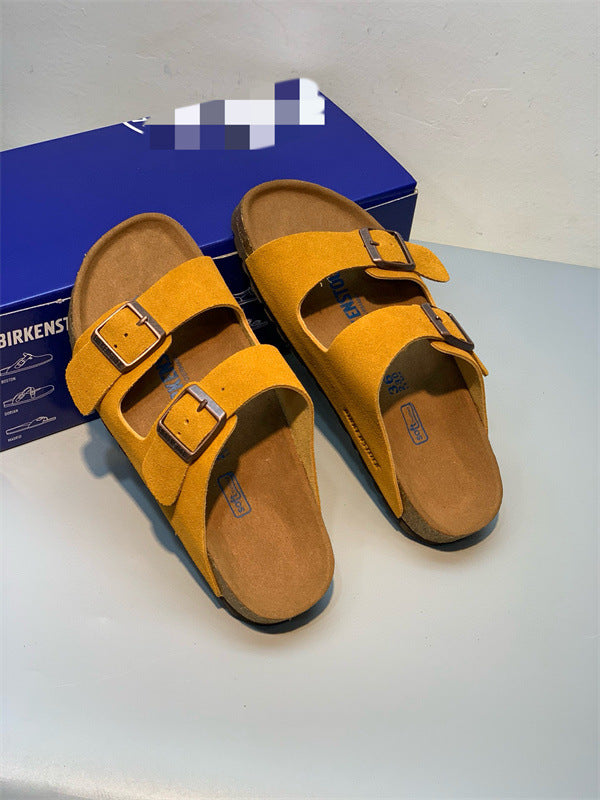 Order Niche Beach Flip-flops Cork Comfortable Double Buckle Genuine Sandals
