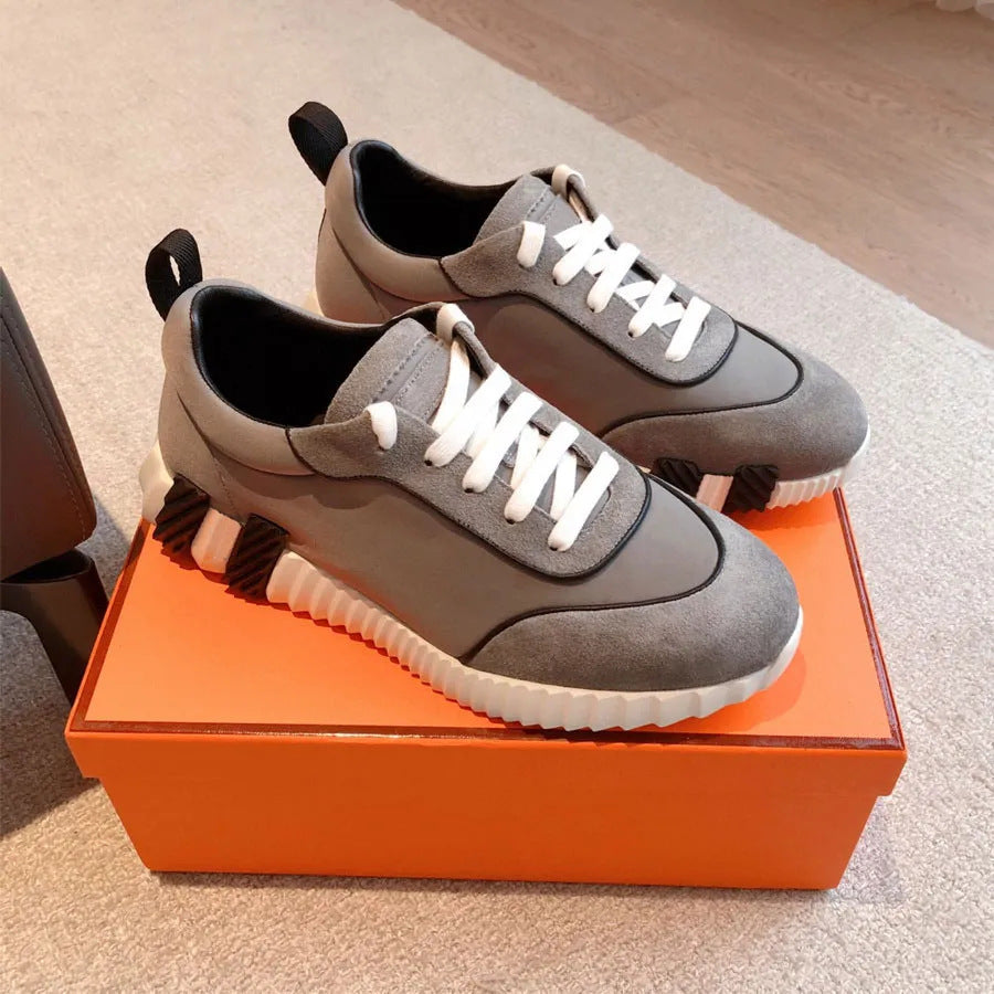 High Version Platform Height Increasing Color Matching Genuine Suede Couple Casual Shoes