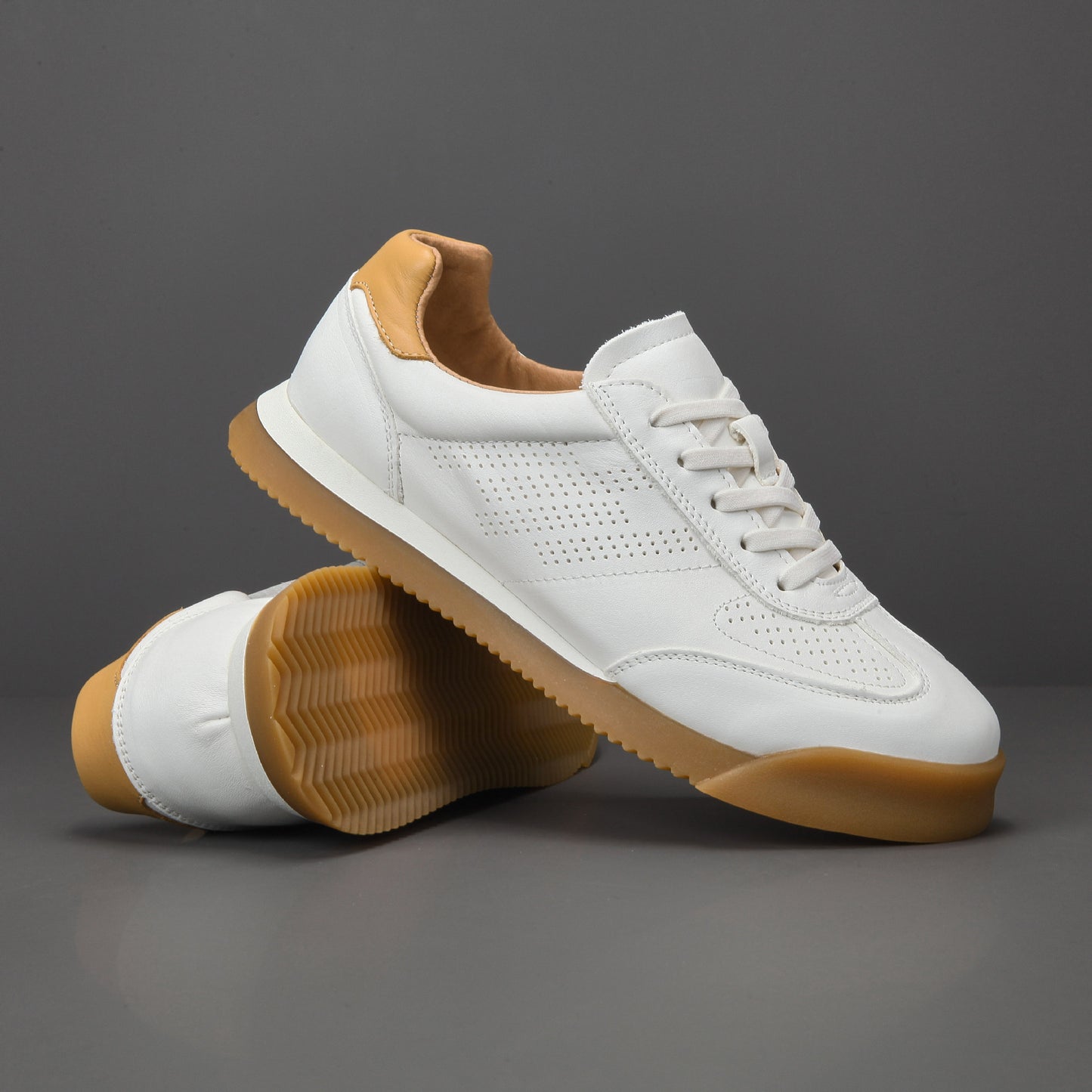 Men's Genuine German Training Breathable White Hollow Sneakers