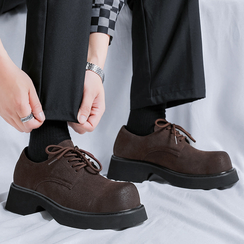 Men's Trendy Retro Big Head Thick Bottom Hight Leather Shoes
