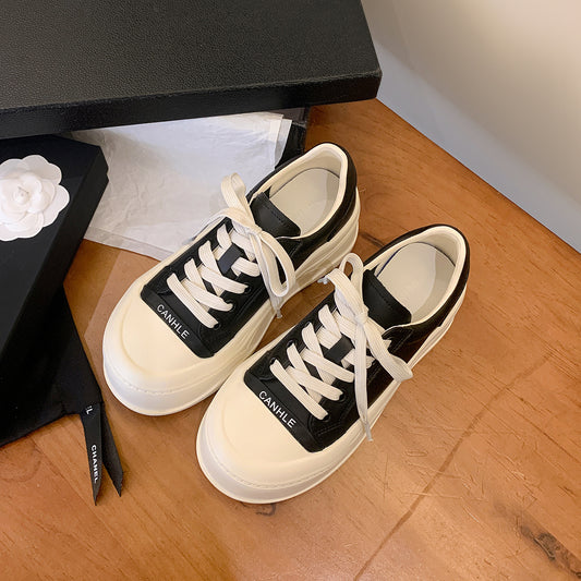 Women's Increasing Muffin Platform White Autumn Genuine Casual Shoes