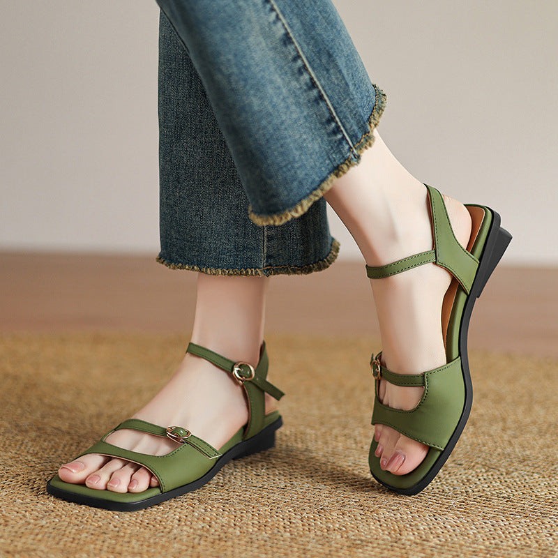 Women's Large Size Open Toe Summer Simple Flat Sandals