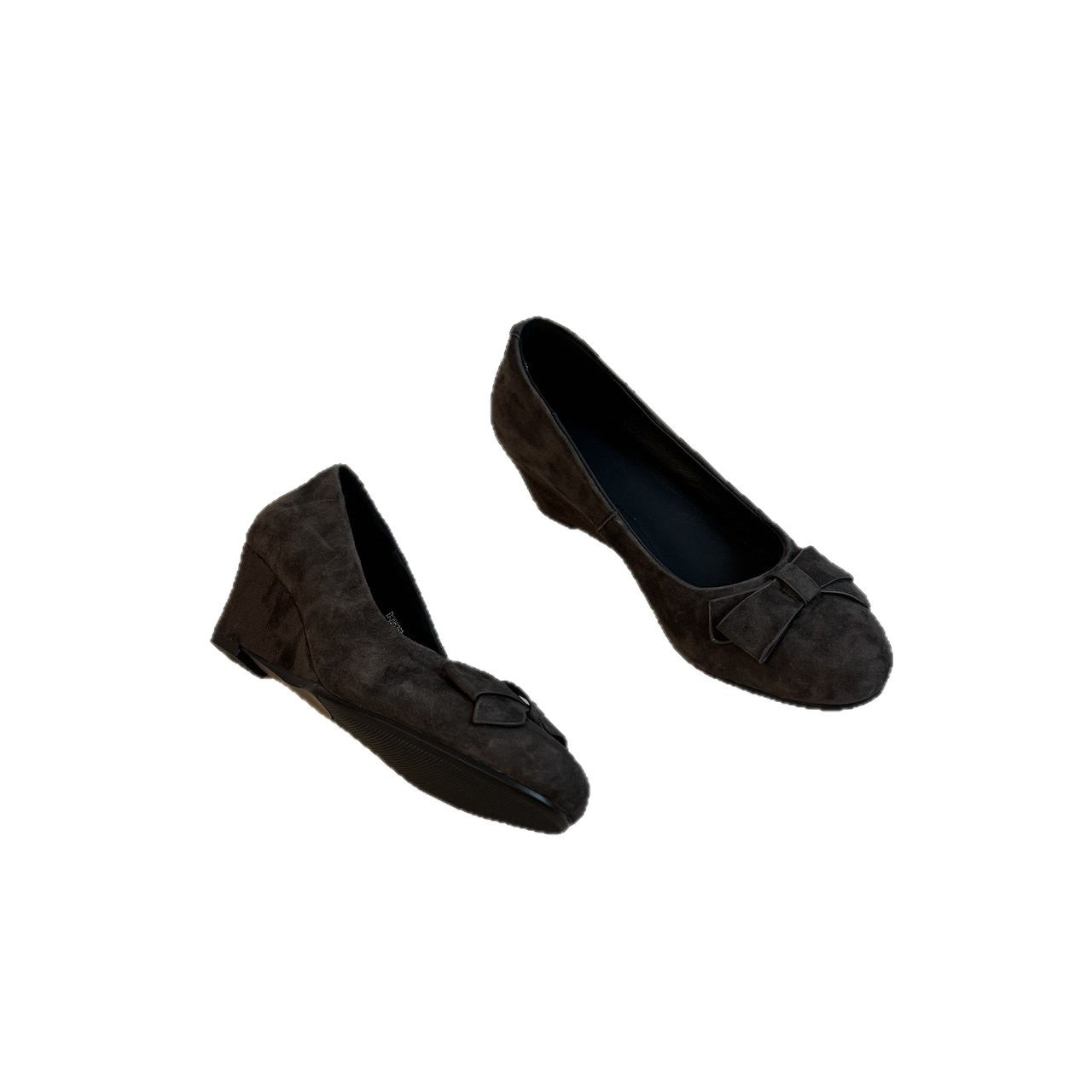 Spring Almond Head Suede Wedge Bow Slip-on Women's Fashion Shoes