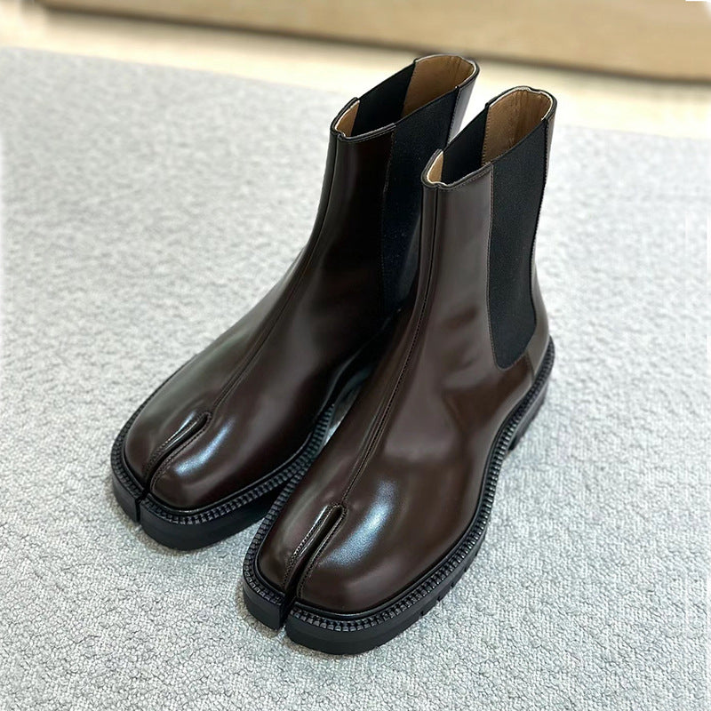 Women's British Style Horseshoe Short Stretch Personality Design Chelsea Women's Leather Boots