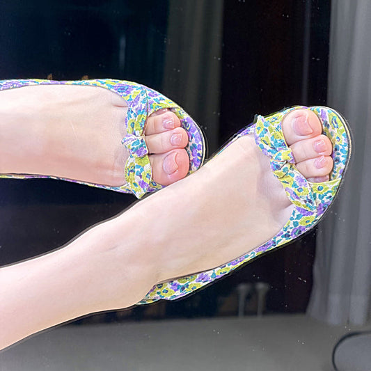 Women's Open Toe High-heeled Floral Cloth Fashion High Heeled Sandals