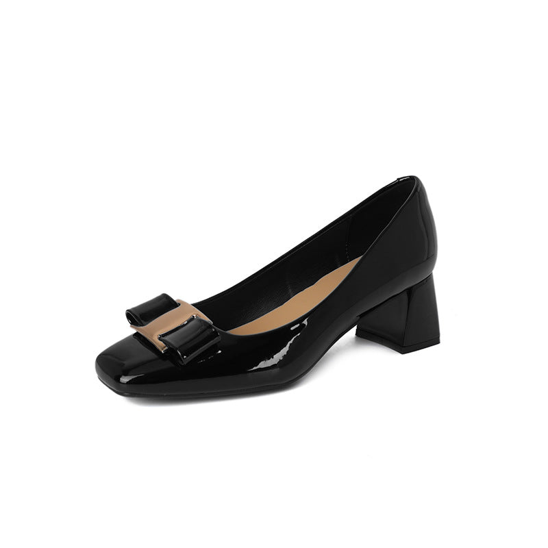 Women's Chunky Pumps Spring Mid Square Toe Low-cut With Skirt Graceful Heels