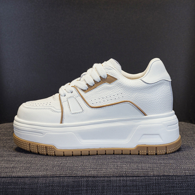 Women's Genuine Platform Hidden White Small Height Women's Casual Shoes