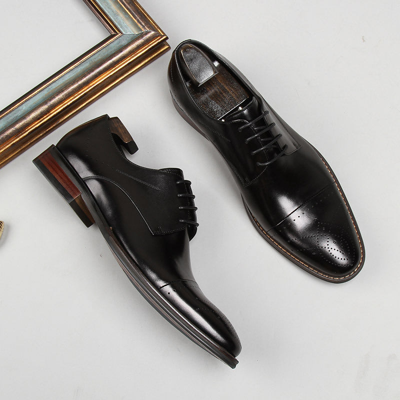 Men's Dress Three End Cutting Carved Groom Men's Business Leather Shoes