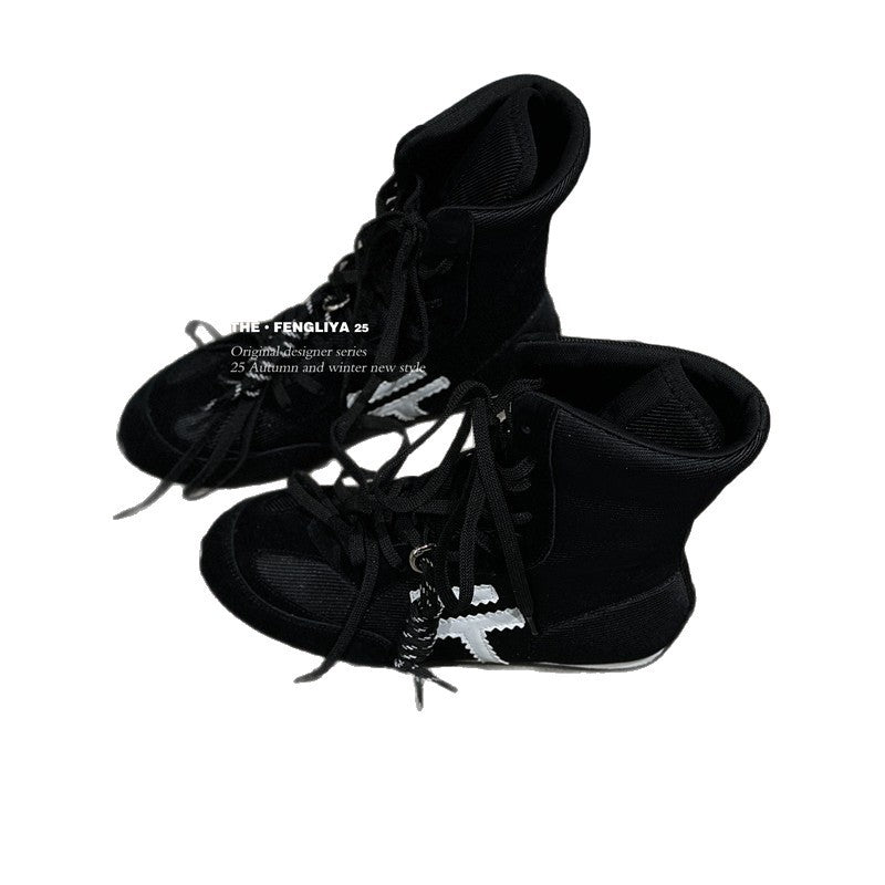 Style Vintage Martin Sports Short Boxing Round Boots