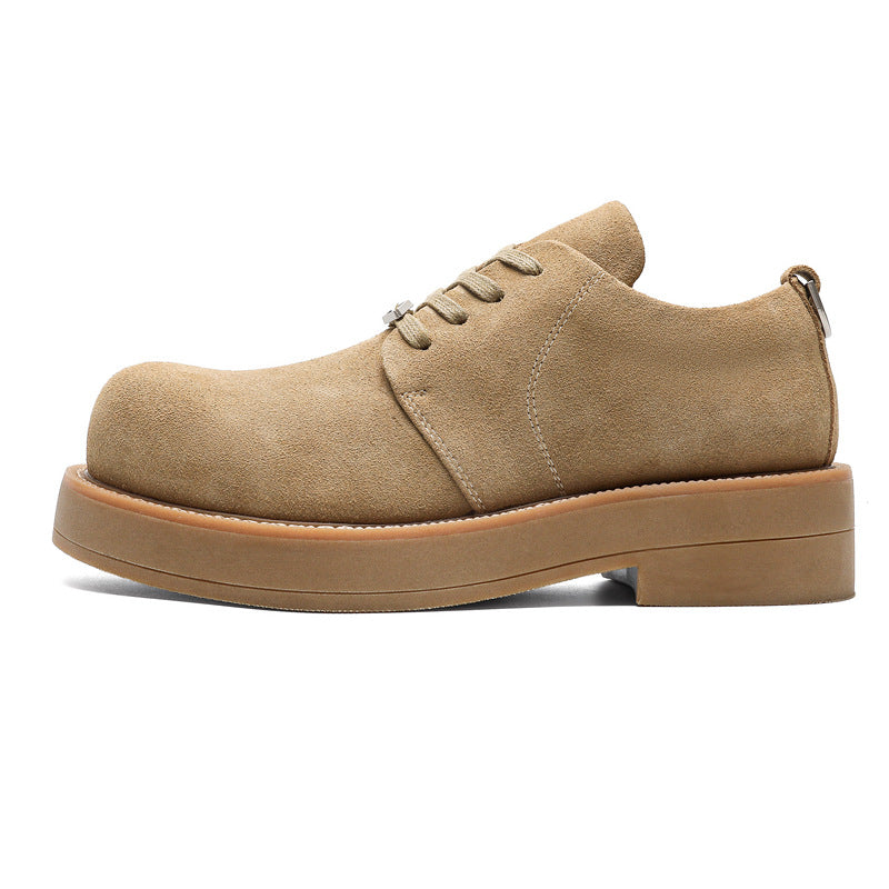 Men's Derby Mickey Big Head Thick Bottom Increased Low Top Leather Shoes