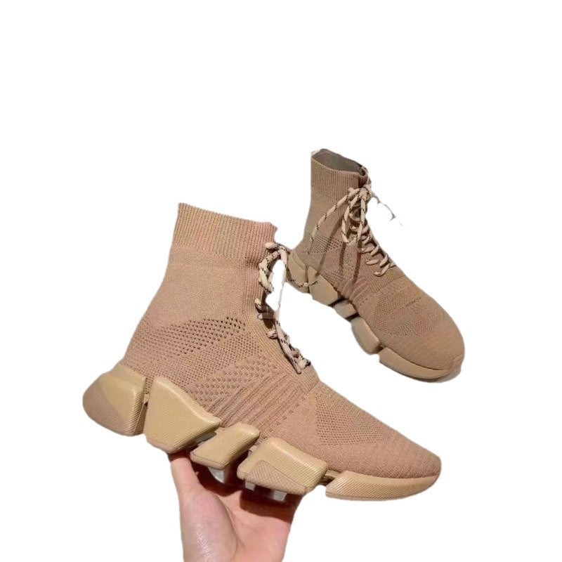 Women's & Men's Paris Sock Knitted Couple Platform Elastic Women's Sports Shoes