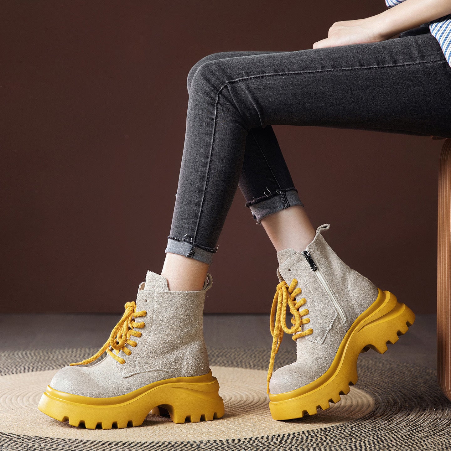 Women's Martin British Style Frosted Motorcycle Fashionable Women's Leather Boots