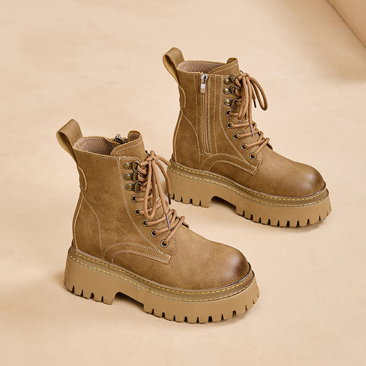 Women's Retro Western Cowboy Martin Thick Bottom Increased Women's Leather Boots