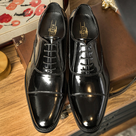 Men's Korean Style Patent Three Joint Oxford Men's Shoes