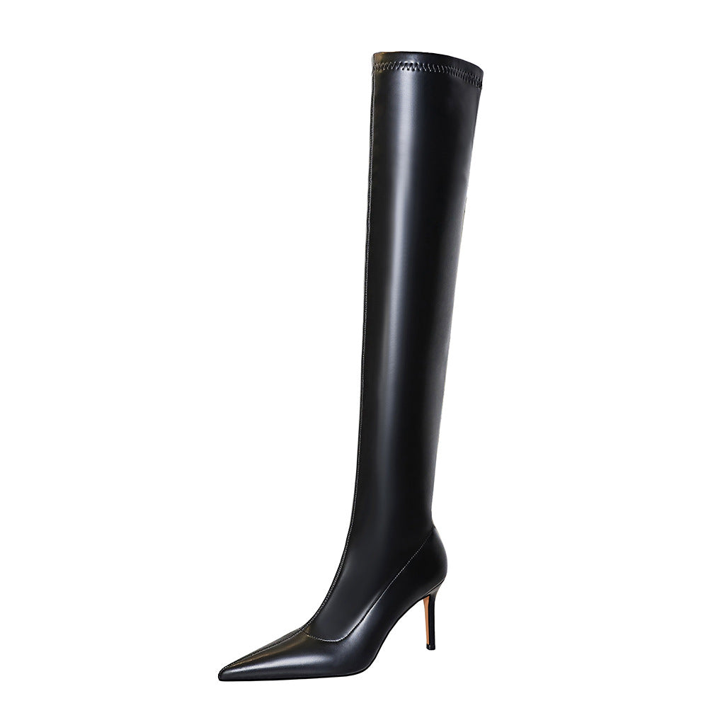 Fashion Sexy Nightclubs Thinner Simple Stiletto Pointed Toe Leg Trimming Heels