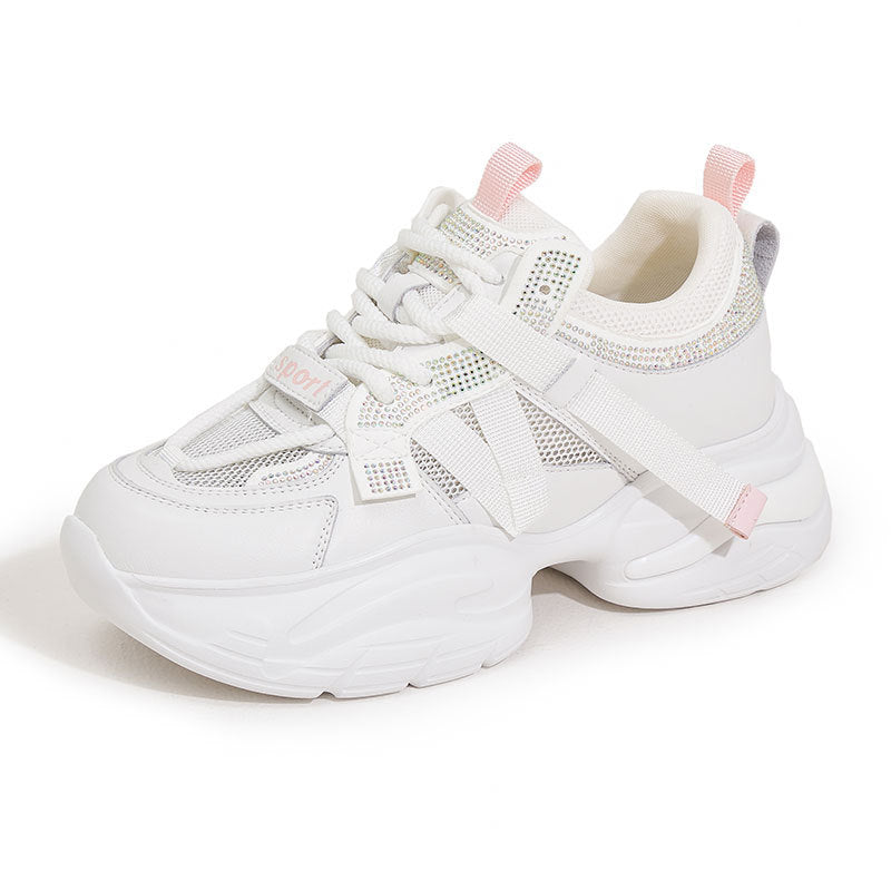 Women's Summer Platform Rhinestone Hollow Out Breathable Sneakers