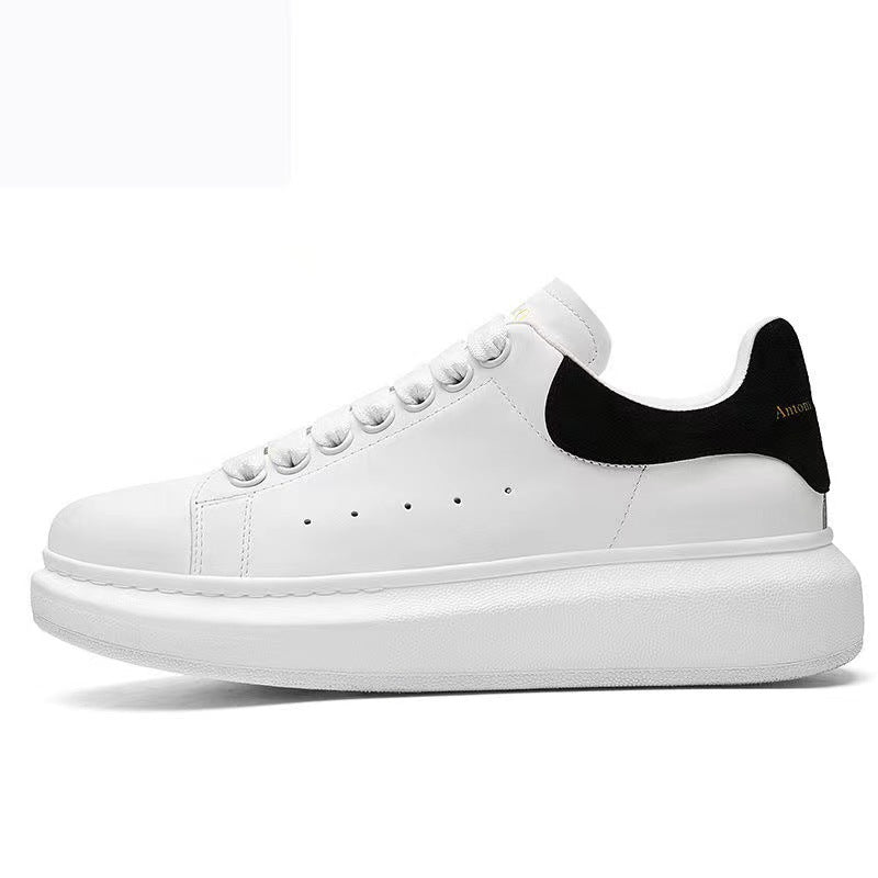 Women's Mcqueen White Platform Height Increasing Insole Genuine Couple Sneakers