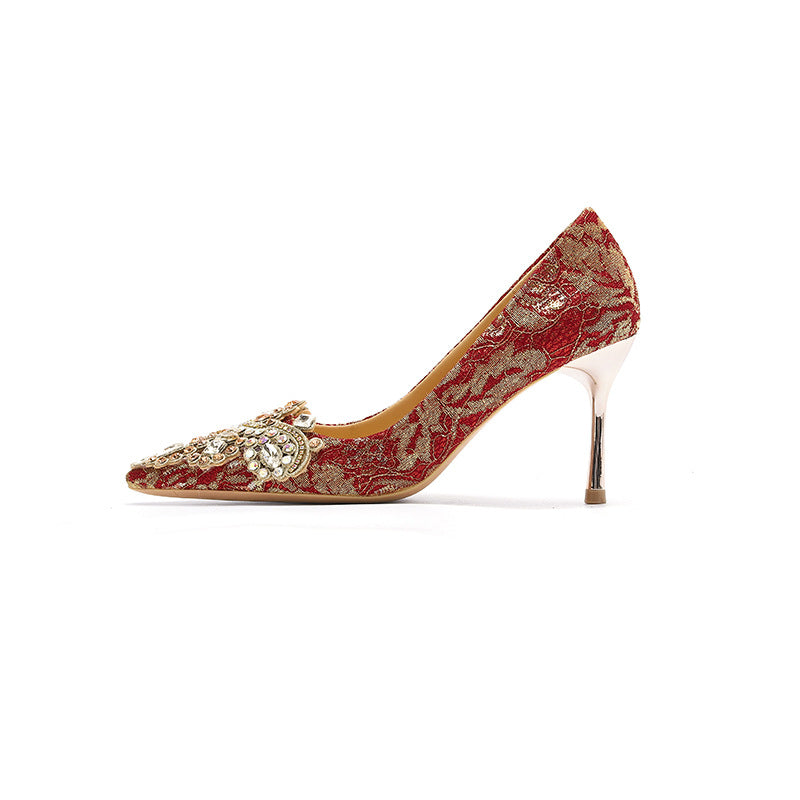 High Chinese Style Bridal Engagement Toast Women's Fashion Shoes