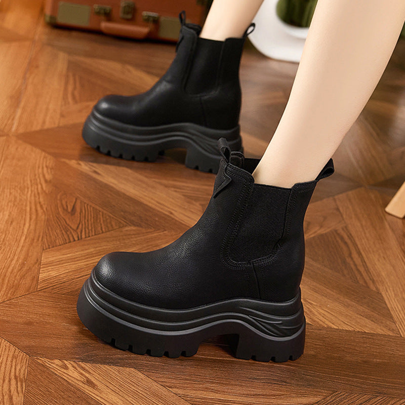 Women's High Platform Height Increasing Insole Retro Boots