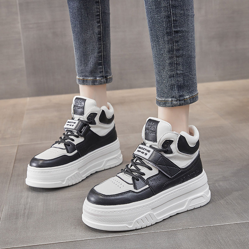 Women's White Trendy High Top Wild Platform Women's Casual Shoes