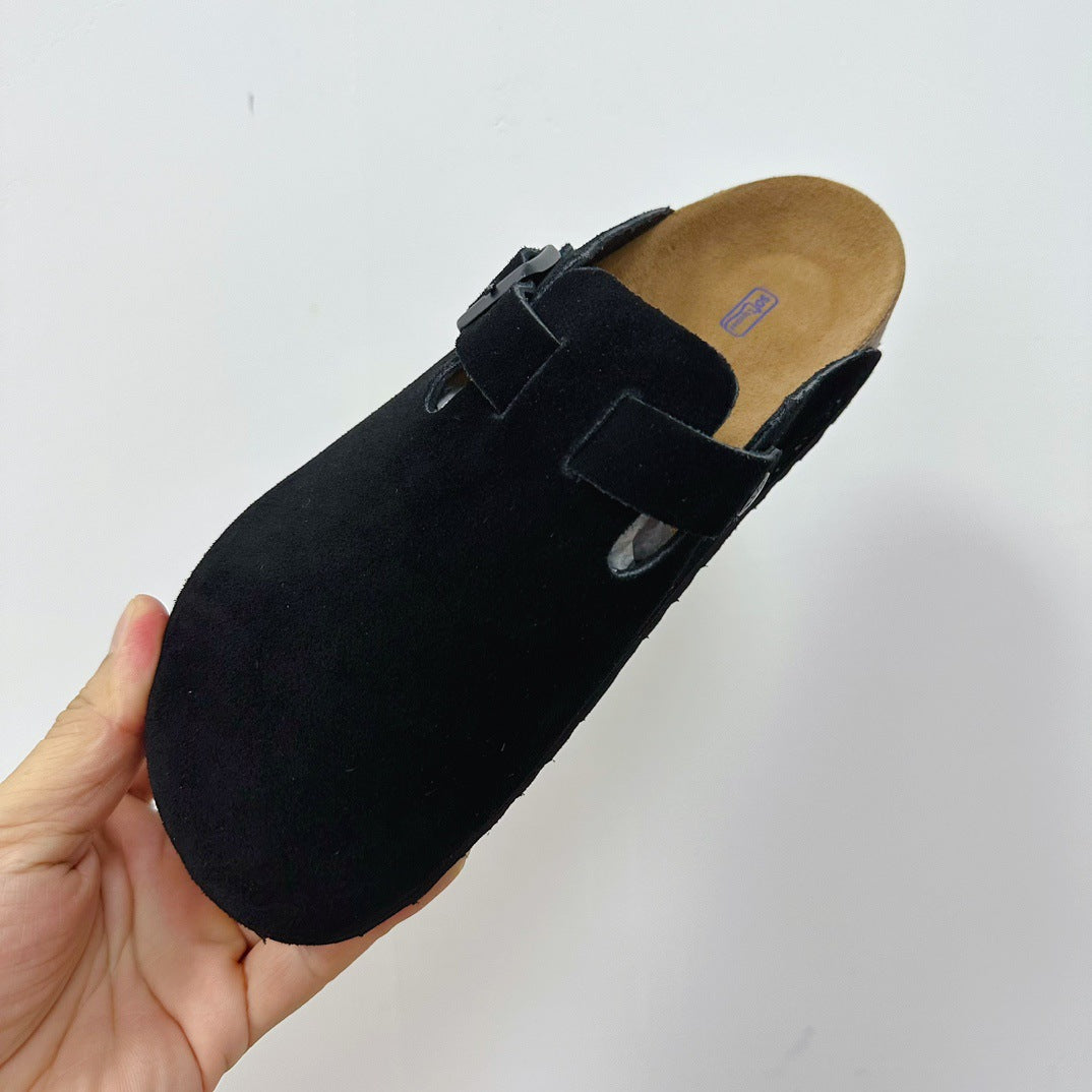 Women's & Men's Regular Pattern Couple Flat Toe Box Genuine Bo Cork Foot Slippers