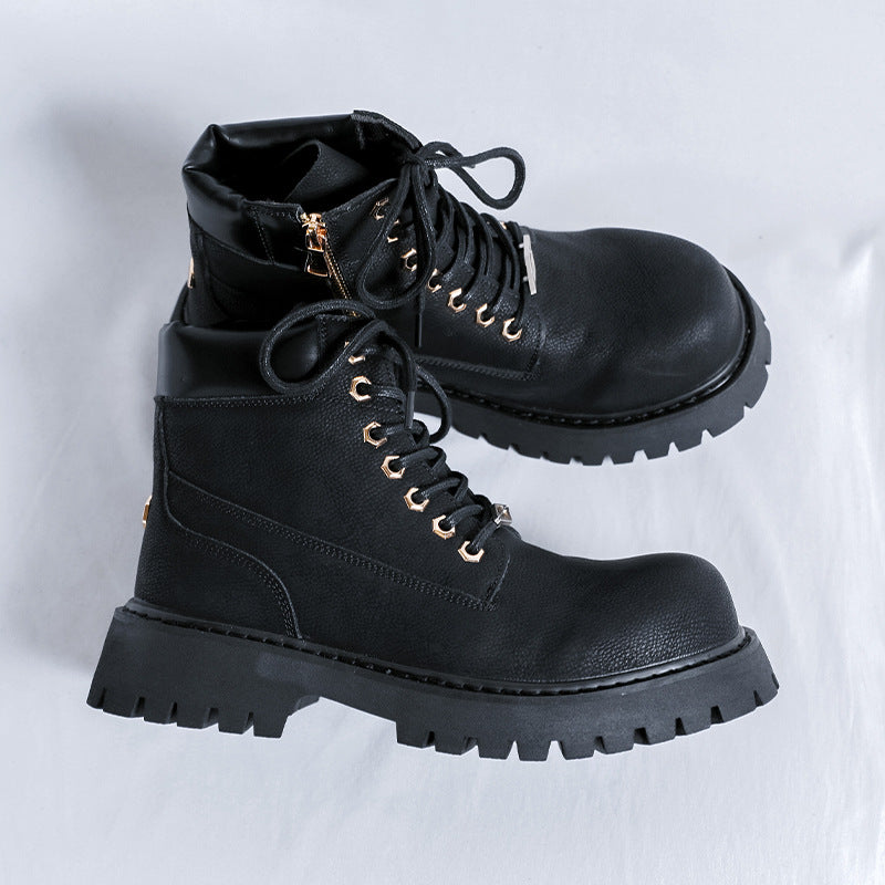 Men's Increased British Style Winter Fleece Biker Boots