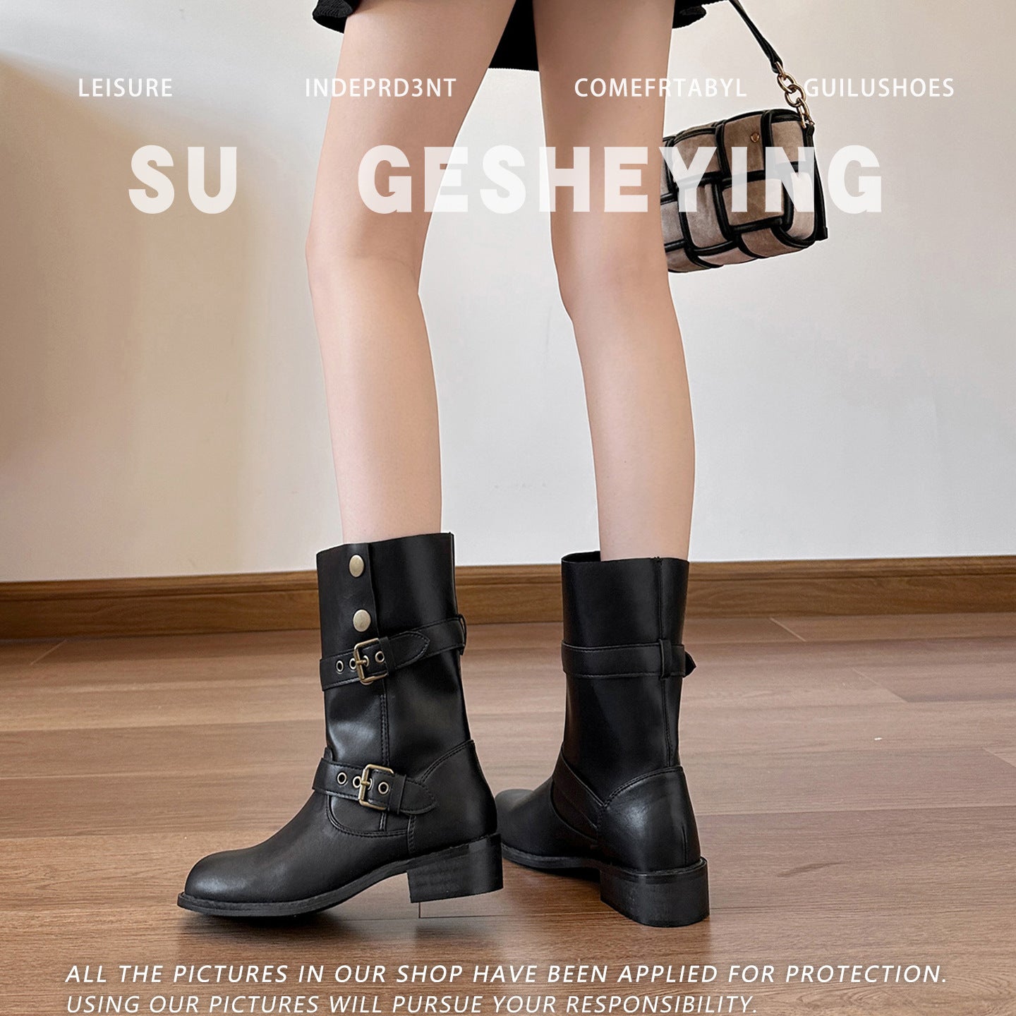 Women's For Brown Fashion British Style Two-way Wear Women's Leather Boots