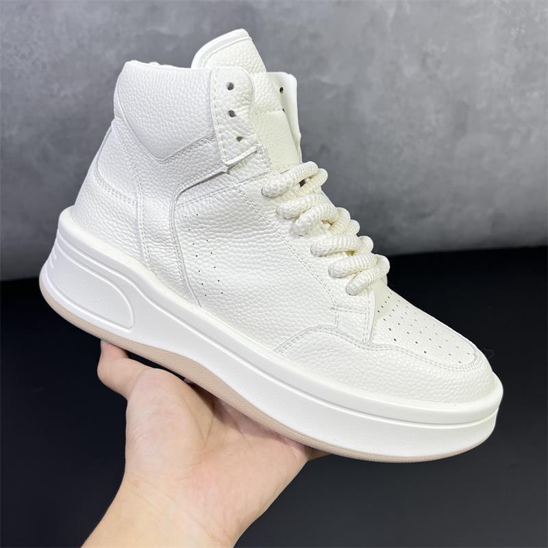Men's Thick Sole Increased White Breathable Trendy Casual Shoes
