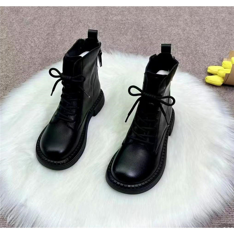 Women's Small Martin British Style Short Flat Women's Leather Boots