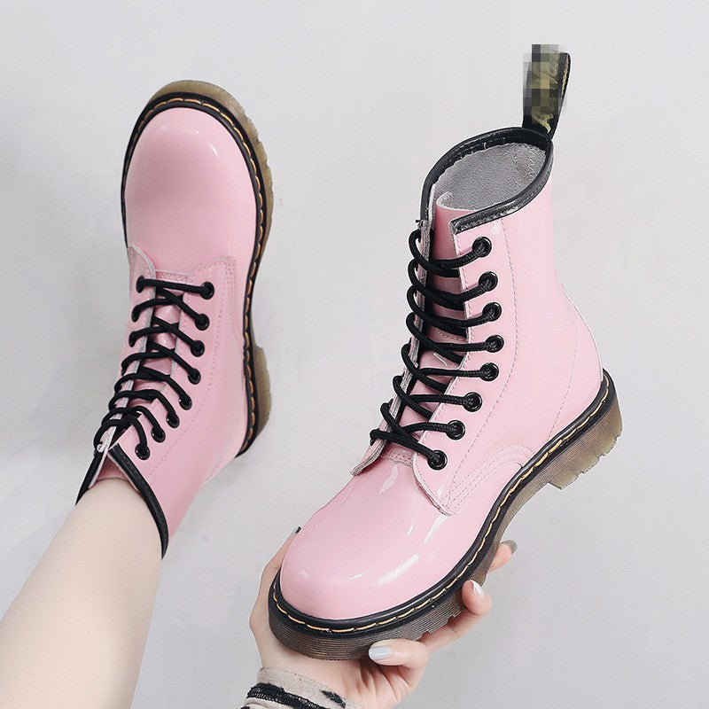 Women's Female Pink Patent British Style Mirror Boots