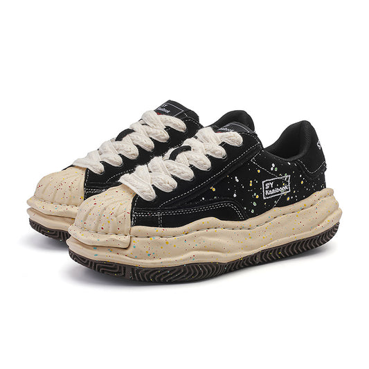 Women's & Men's Niche Black Splash Ink Shell Toe Dissoed Men's Board Shoes