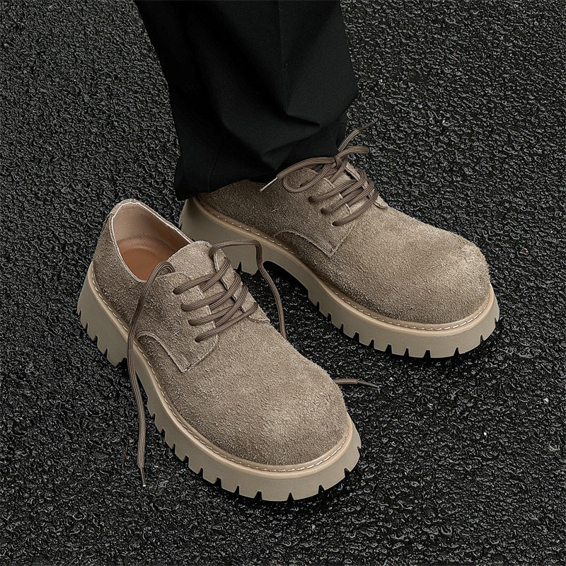 Men's Derby Thick Bottom Increased Low Top Worker Men's Business Leather Shoes