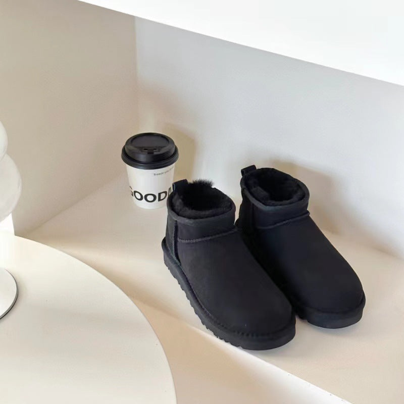 Classic Warm Sheepskin Fur Integrated Couple Snow Boots