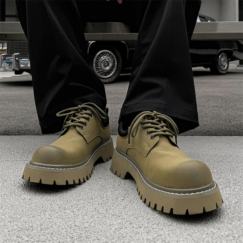 Men's Derby Martin Vintage Platform Height Increasing Men's Business Leather Shoes