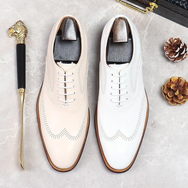 Men's Big Promotion Genuine Versatile Lace Up Korean Trendy Leather Shoes