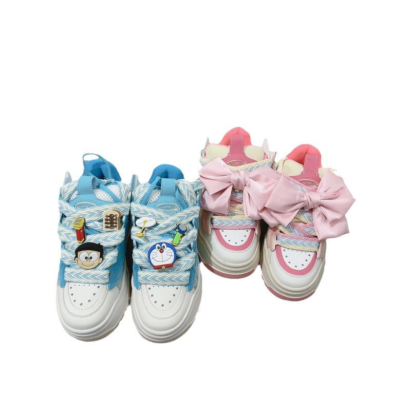 National Fashion Platform Pink Bow Design Sneakers