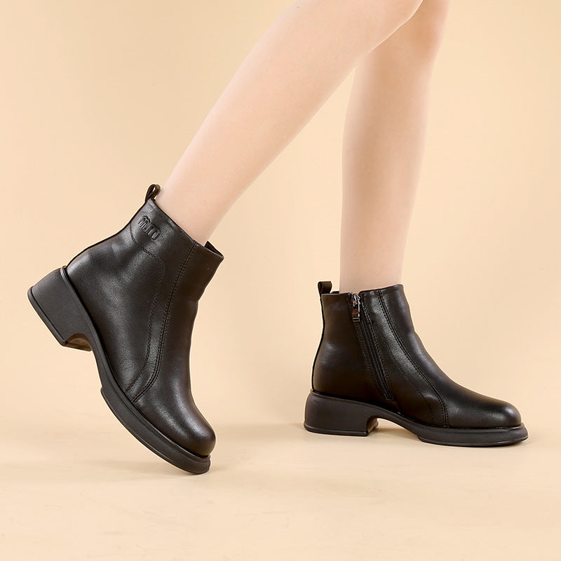 Winter Mother's Cotton Flat Short Thick Bottom Fleece-lined Warm Women's Snow Boots