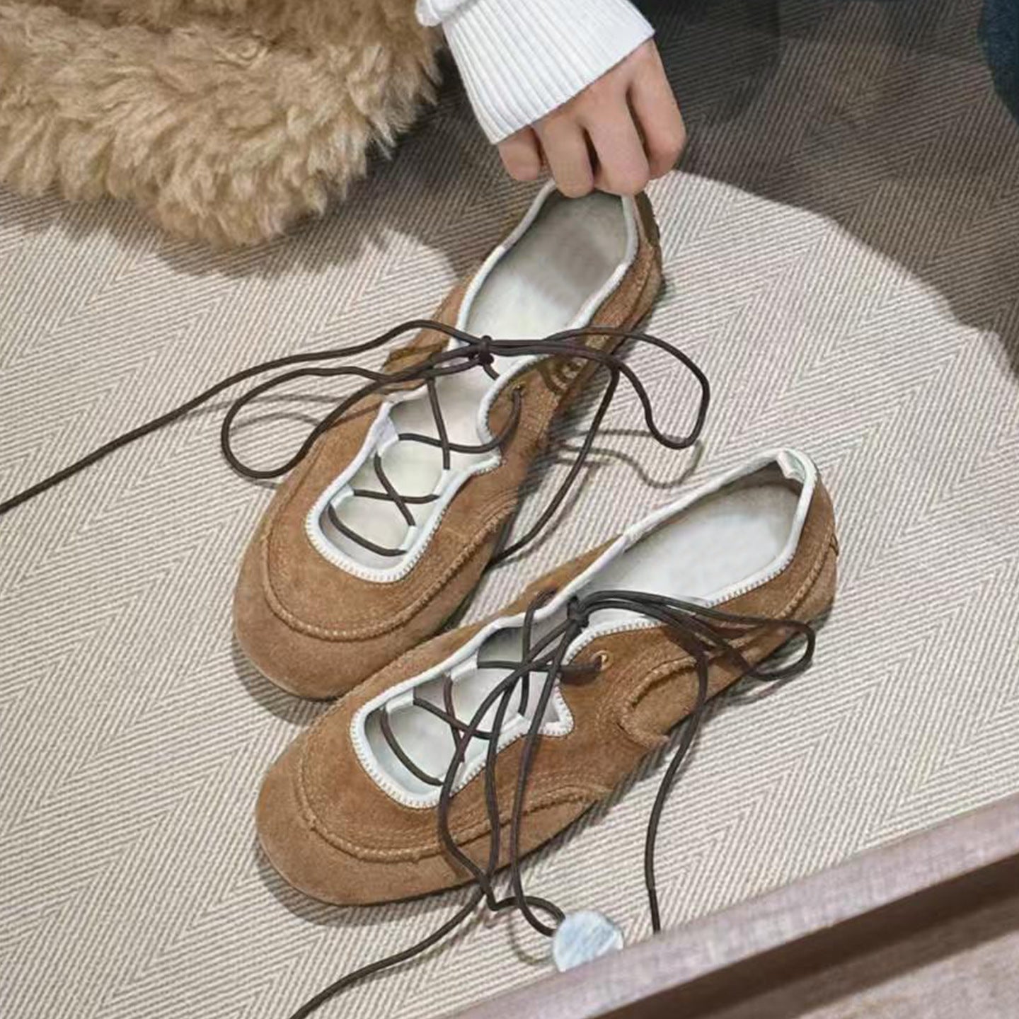Cowhide Version Retro Round Toe Ballet Style Mary Jane Versatile Women's Fashion Shoes