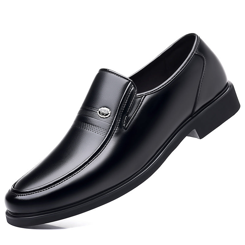 Men's Genuine Spring Slip-on Soft Bottom Dad Leather Shoes