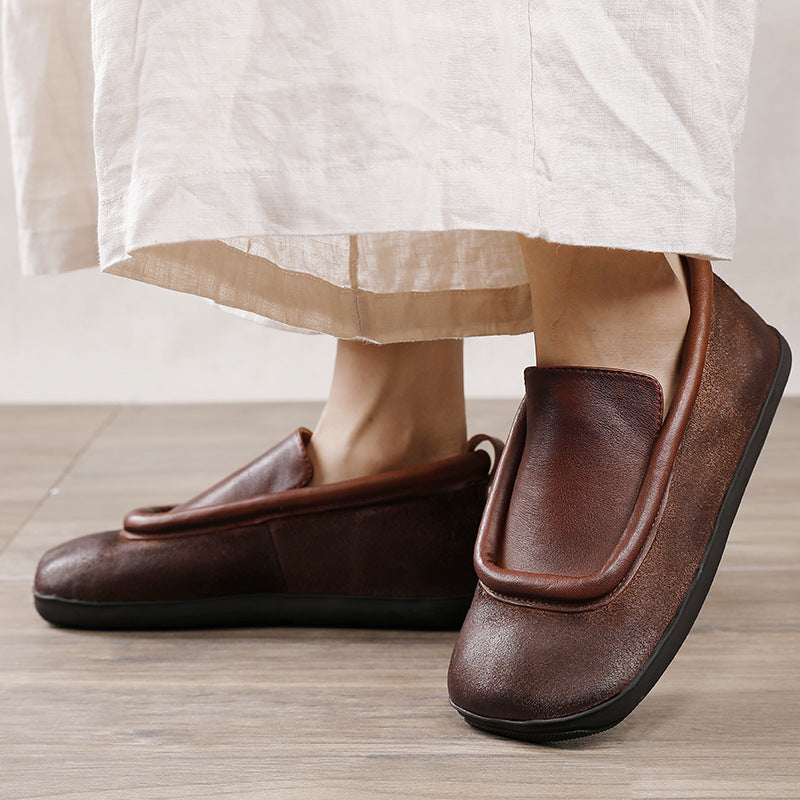 Women's Round Toe Flat Back To Ancient Times Classic Retro Brushed Women's Casual Shoes