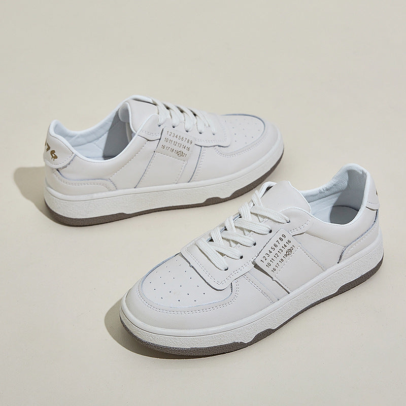 Women's & Men's White Genuine Flat Sports Pumps Plus Men's Shoes