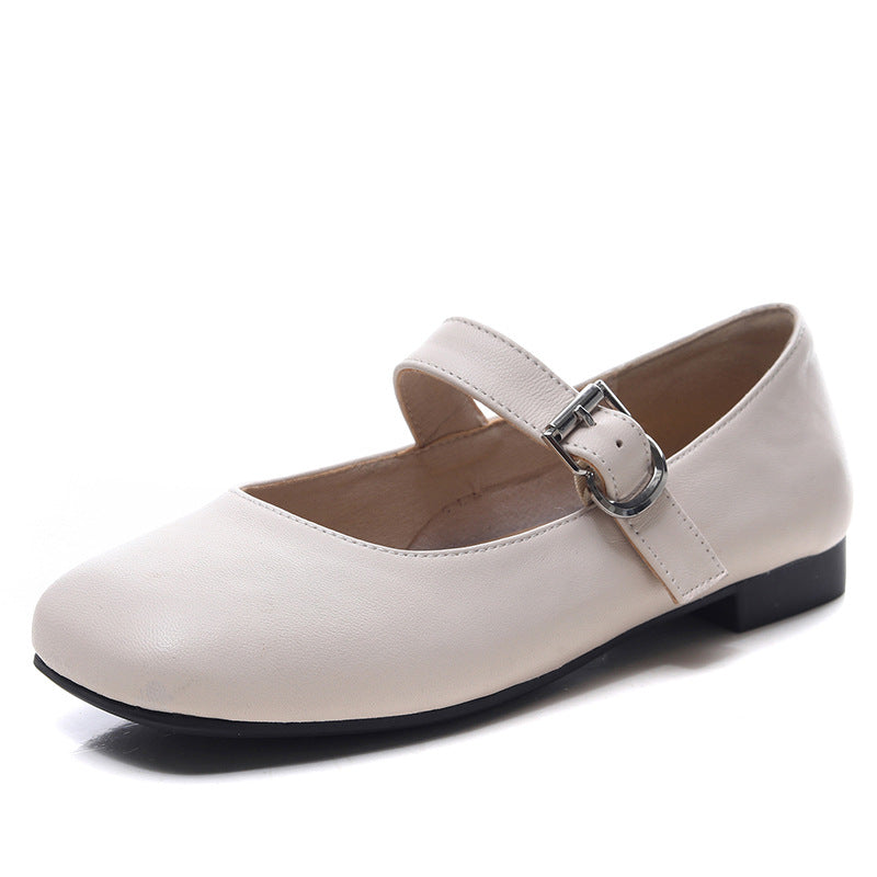 Authentic Square Toe Retro Flat French Style Temperament Commuting Women's Casual Shoes