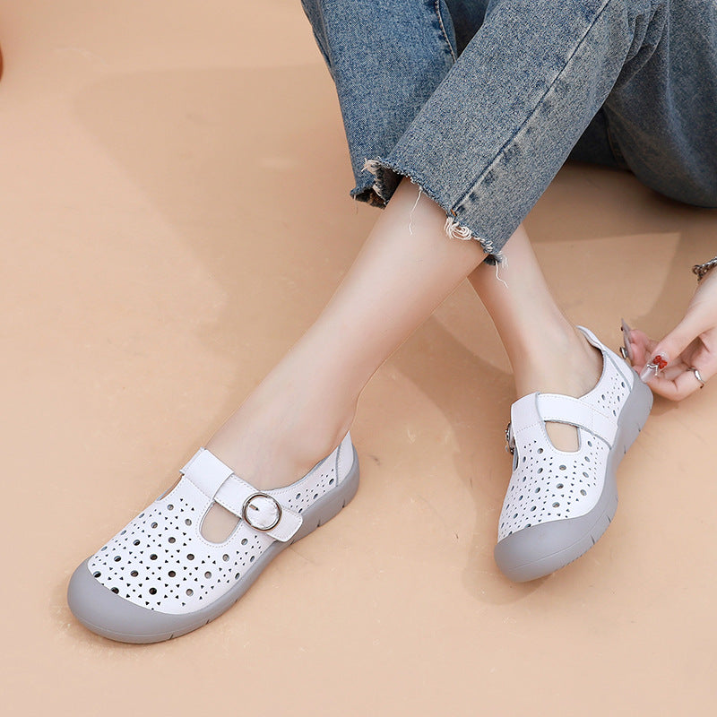 Women's Style Slip-on Cowhide Comfortable Soft Bottom Women's Shoes