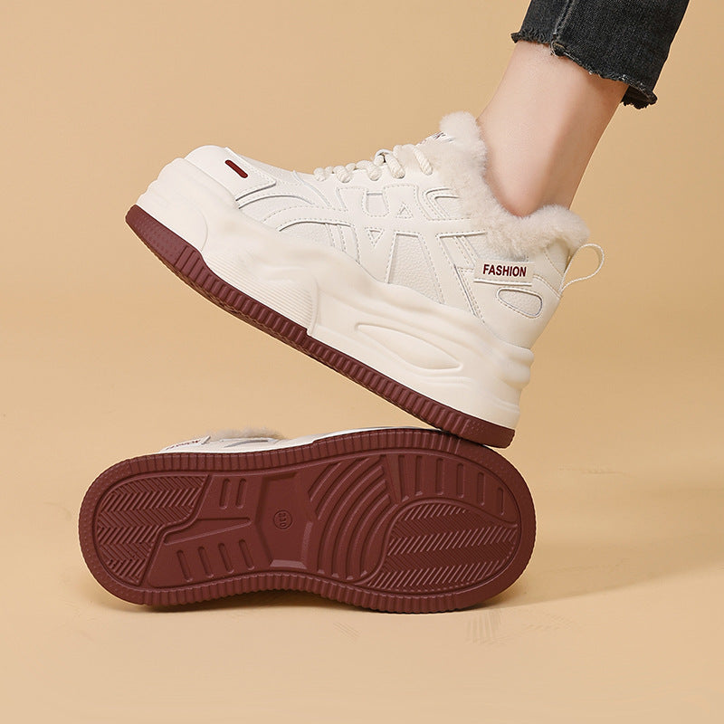 Women's Height Increasing Polyurethane Light White Fashion Breathable Versatile Women's Casual Shoes