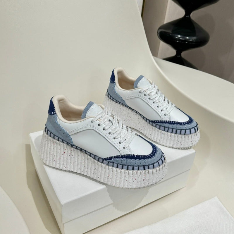 Women's Platform Elevator Wild Biscuit Shape Round Women's Casual Shoes