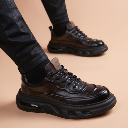 Men's Thick-soled Dad Super Popular Fashion Top Layer Cowhide Men's Business Leather Shoes