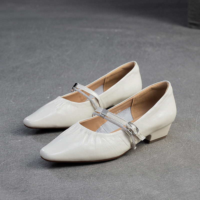 Women's French Mary Jane Word With Shallow Mouth Pumps First Women's Casual Shoes